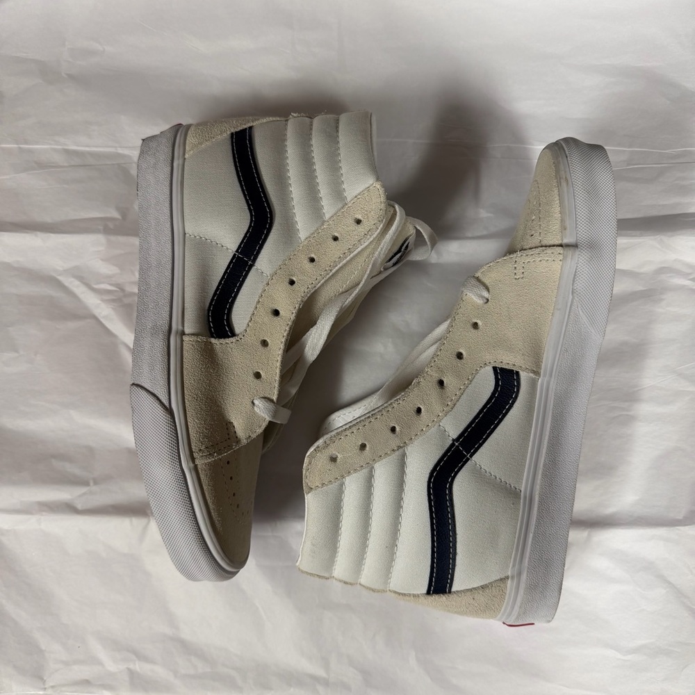Vans White Suede and Leather SK8 High-Top Sneakers